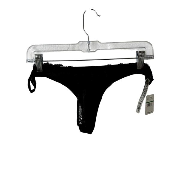 Free People Black Thong Underwear Size Large Lace NWT - Picture 1 of 3